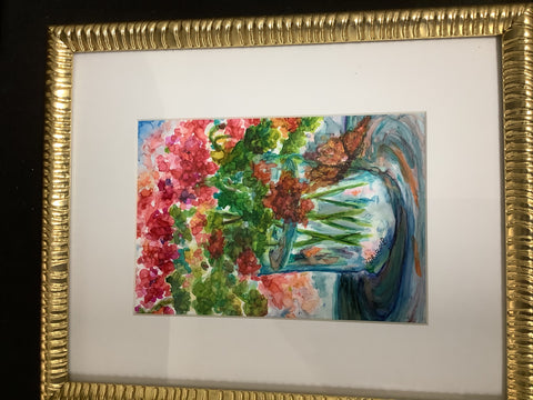 geraniums and Butterfly by Robin Driscoll